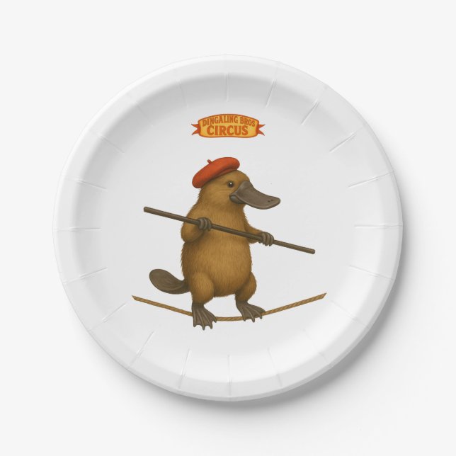 Plato platypus tightrope walker paper plate (Front)
