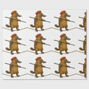 Plato platypus tightrope walker wrapping paper
