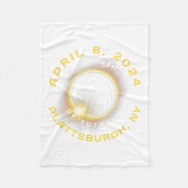 Plattsburgh New York Solar Eclipse Totality April  Fleece Blanket (Front)