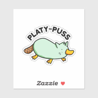 Platy-puss Funny Animal Pun Vinyl Sticker