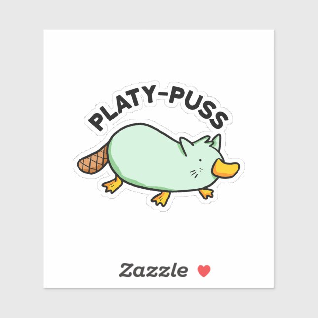 Platy-puss Funny Animal Pun Vinyl Sticker (Sheet)