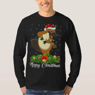 Platypus Animal Lover Matching Santa Hat Platypus T-Shirt