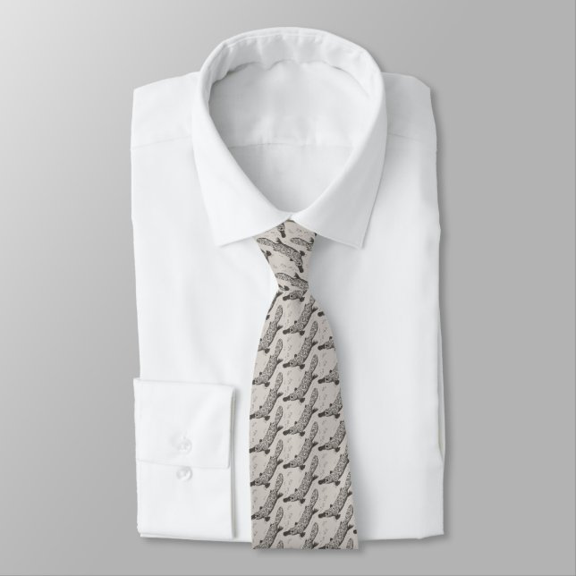 Platypus australian animal pattern graphic tie (Tied)