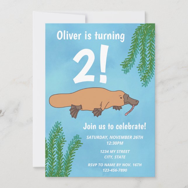 Platypus Birthday Invitation (Front)