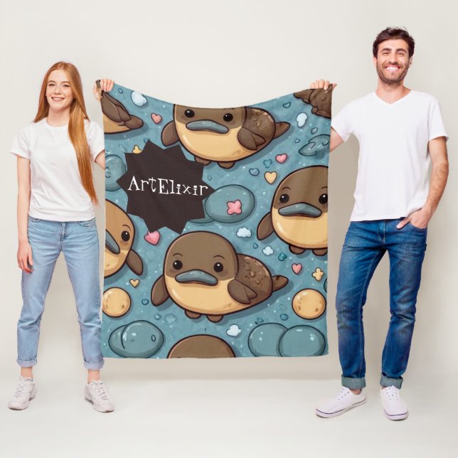 Platypus Brown Print  Fleece Blanket (In Situ)