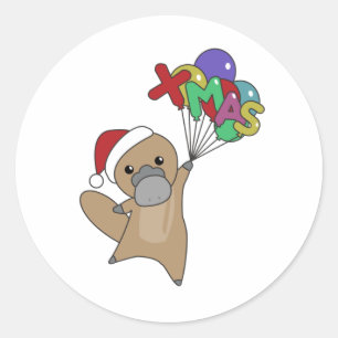 Platypus Christmas Platypus Cute Animals Classic Round Sticker