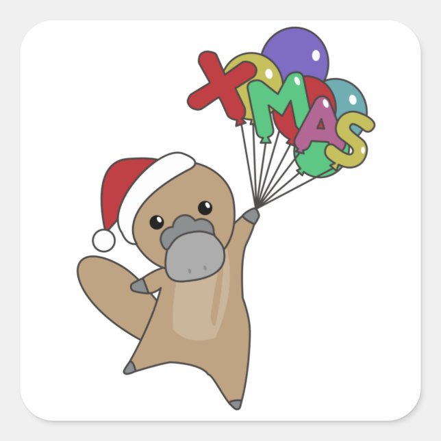 Platypus Christmas Platypus Cute Animals Square Sticker (Front)