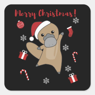 platypus Christmas Tabes Sweet Animals Square Sticker