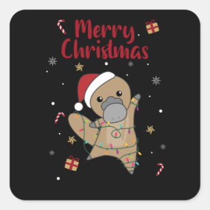 platypus Christmas Tabes Sweet Animals Square Sticker