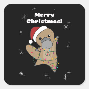 platypus Christmas Tabes Sweet Animals Square Sticker