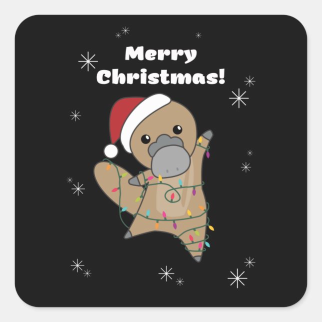 platypus Christmas Tabes Sweet Animals Square Sticker (Front)