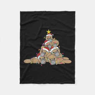 Platypus Christmas Tree Funny Christmas Animals Fleece Blanket