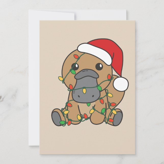 Platypus Christmas Winter Animals Holiday Platypus Card (Front)
