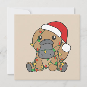 Platypus Christmas Winter Animals Holiday Platypus Card