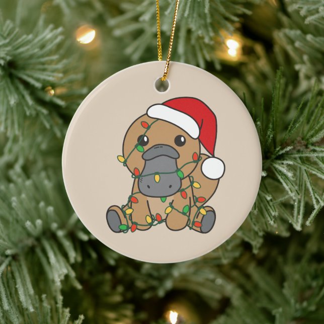 Platypus Christmas Winter Animals Holiday Platypus Ceramic Ornament (Tree)