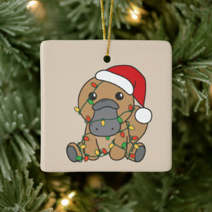 Platypus Christmas Winter Animals Holiday Platypus Ceramic Ornament
