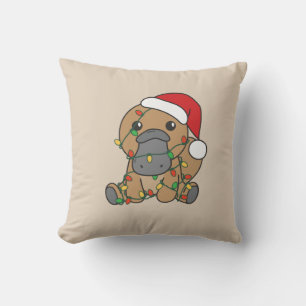 Platypus Christmas Winter Animals Holiday Platypus Cushion