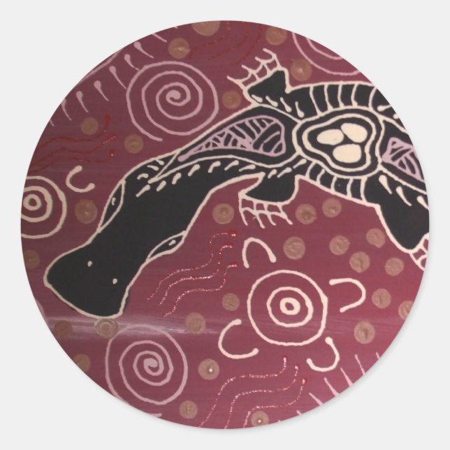 Platypus Dreaming Red by Mundara Koorang Classic Round Sticker (Front)