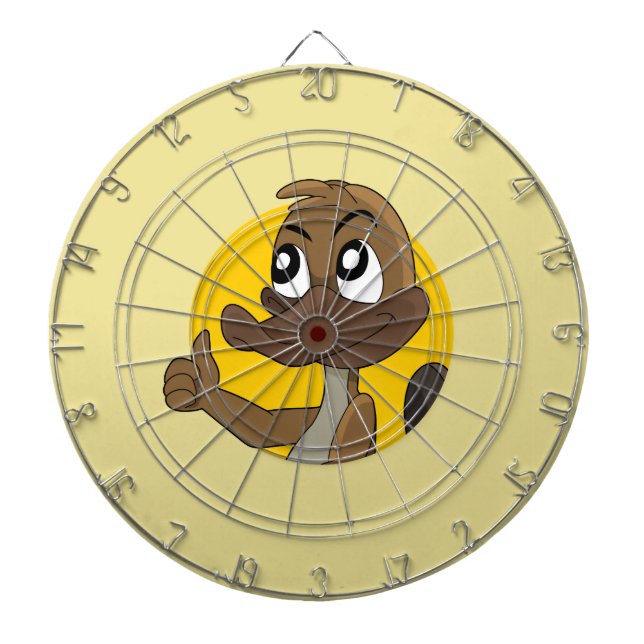 Platypus giving thumbs up cartoon dartboard (Front)