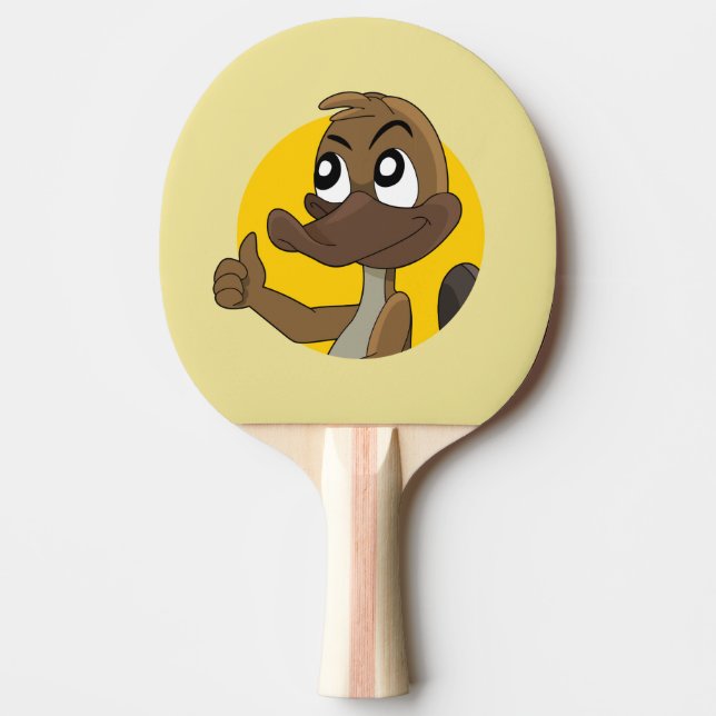 Platypus giving thumbs up cartoon ping pong paddle (Front)
