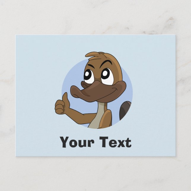 Platypus giving thumbs up cartoon postcard (Front)