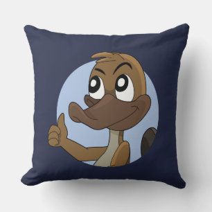 Platypus giving thumbs up cartoon throw pillow