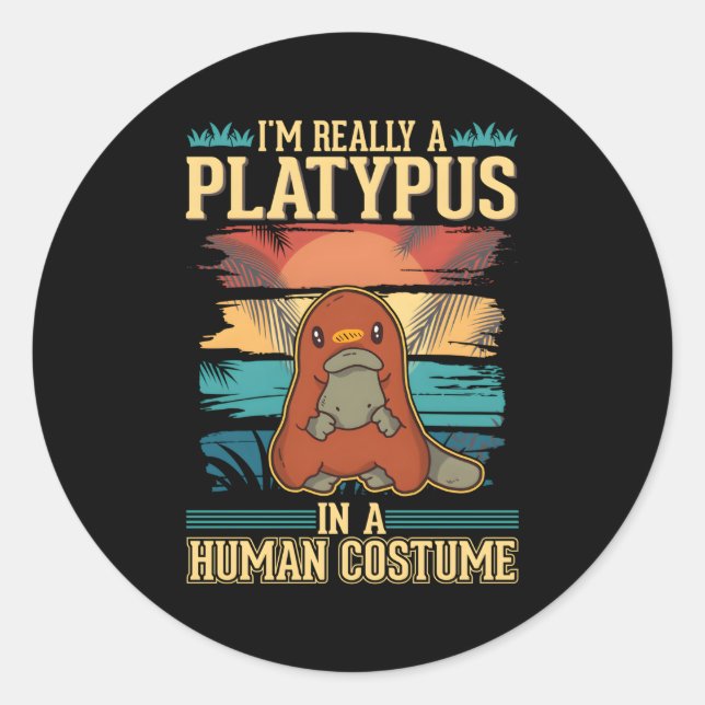 Platypus Halloween Classic Round Sticker (Front)