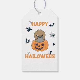 platypus In Pumpkin Sweet Animals Happy Halloween Gift Tags