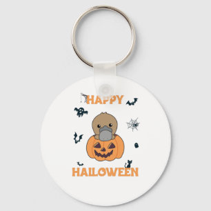 platypus In Pumpkin Sweet Animals Happy Halloween Key Ring