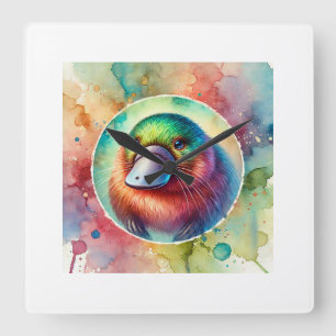 Platypus in Watercolor 020824AREF101 - Watercolor Square Wall Clock