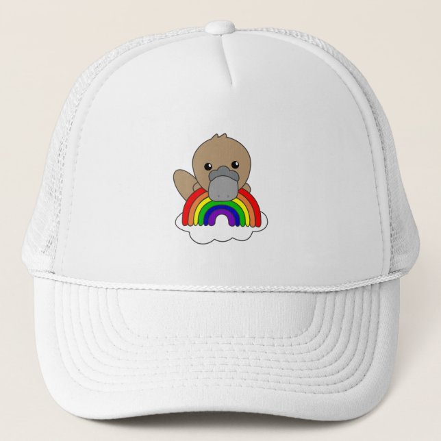 Platypus Rainbow Cute Animals Colourful Trucker Hat (Front)