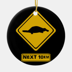platypus road sign ceramic ornament