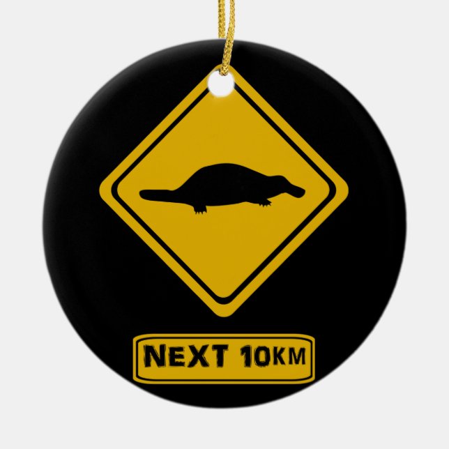 platypus road sign ceramic ornament (Front)