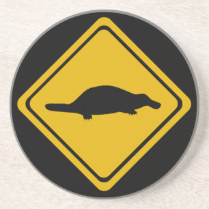 platypus road sign coaster