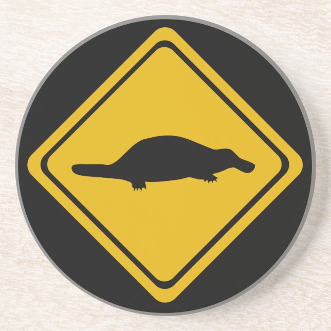 platypus road sign coaster (Front)