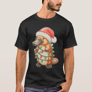 Platypus Santa Hat Christmas Lights Present Xmas T-Shirt
