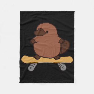 Platypus Skateboard Cute Skateboarding Platypus Fleece Blanket
