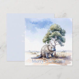Platypus under gumtree Merry Christmas Holiday Card