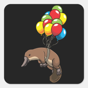 Platypus with Ballons Square Sticker
