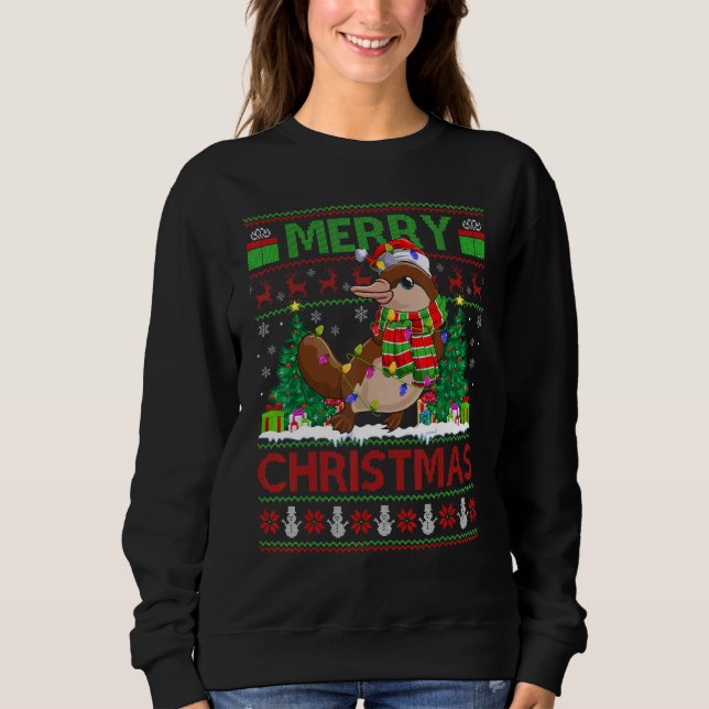 Platypus   Xmas Tree Ugly Santa Platypus Christmas Sweatshirt (Front)