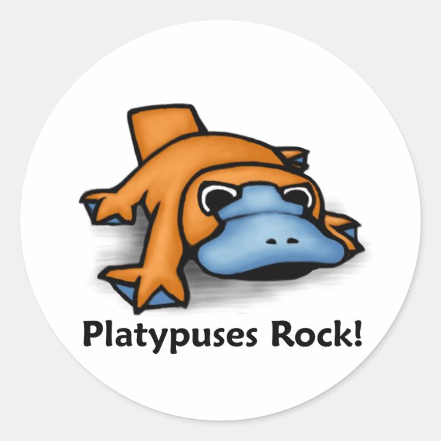 Platypuses Rock! Classic Round Sticker (Front)