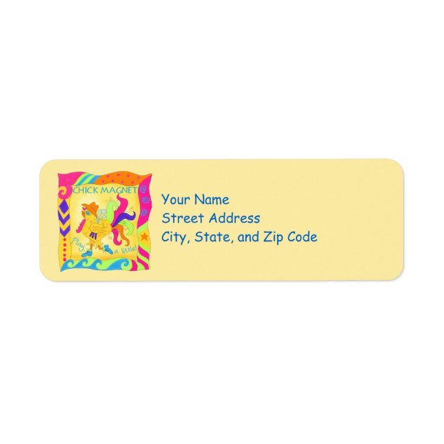 Play a Little Chick Magnet Yellow Return Address Label (Front)