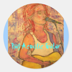 Play Acoustic Guitar Classic Round Sticker