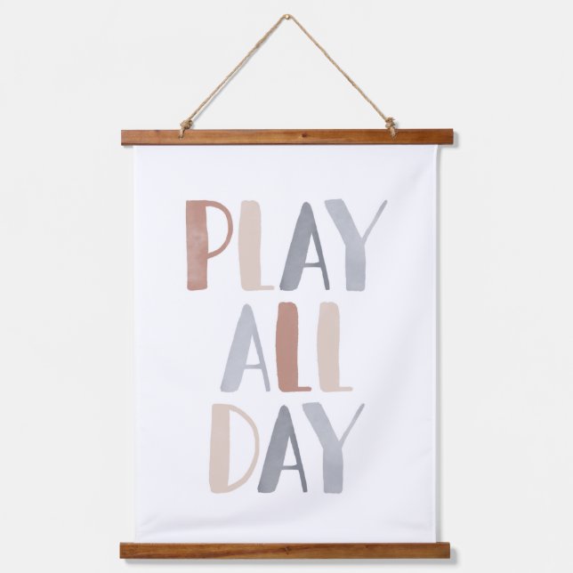 Play All Day Boho Kids Room Decor Hanging Tapestry (Front)