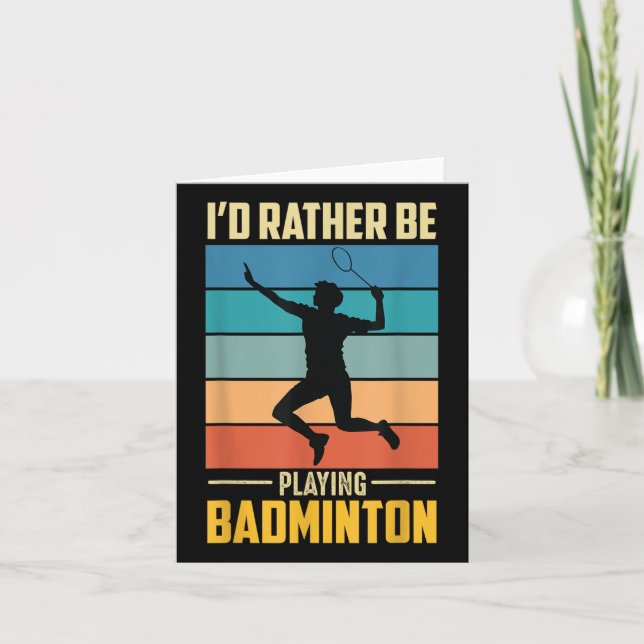 Play Badminton Shuttle Retro Badminton Player Game Card (Front)