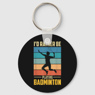 Play Badminton Shuttle Retro Badminton Player Game Key Ring