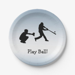 Play Ball Baseball Blue Sports Paper Plate