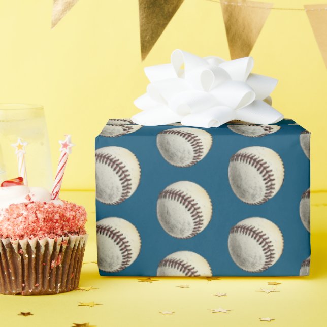 Play Ball Baseball Sketch – Batter Up Sports Wrapping Paper (Birthday Party)