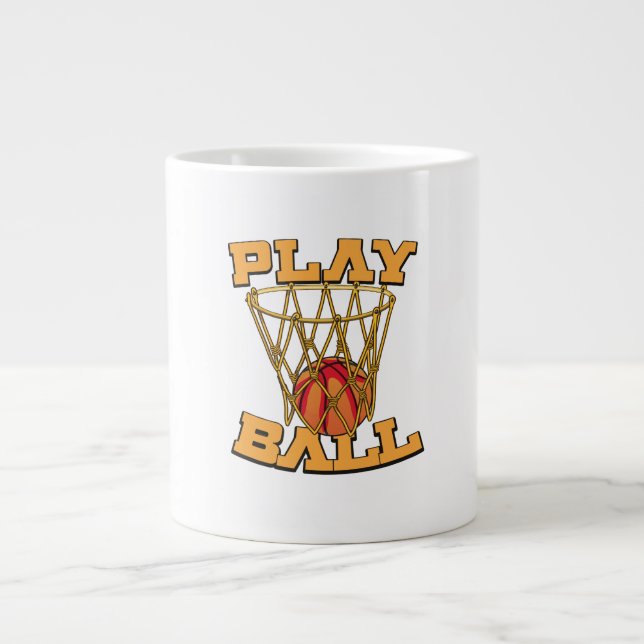 Play Ball Basketball. Large Coffee Mug (Front)