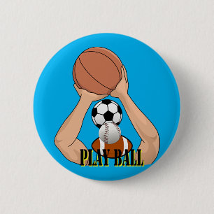 Play Ball Games sports athletics Cartoon Art 6 Cm Round Badge